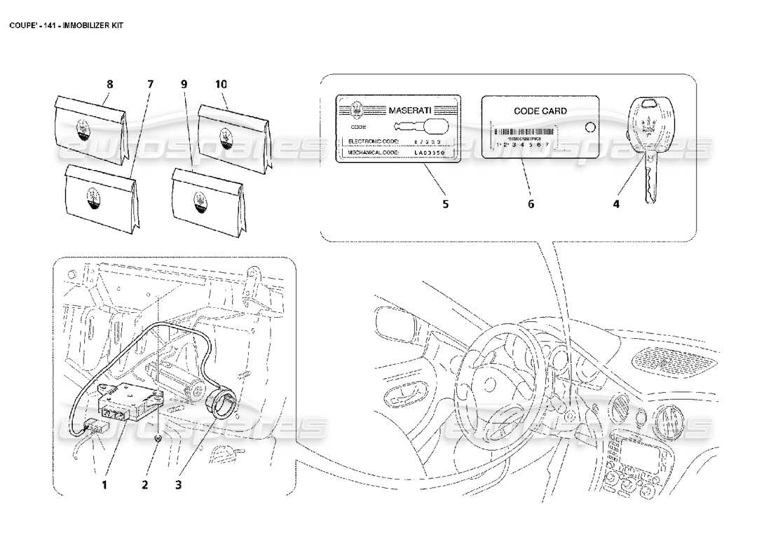 maserati 4200 coupe (2002) immobilizer kit part diagram