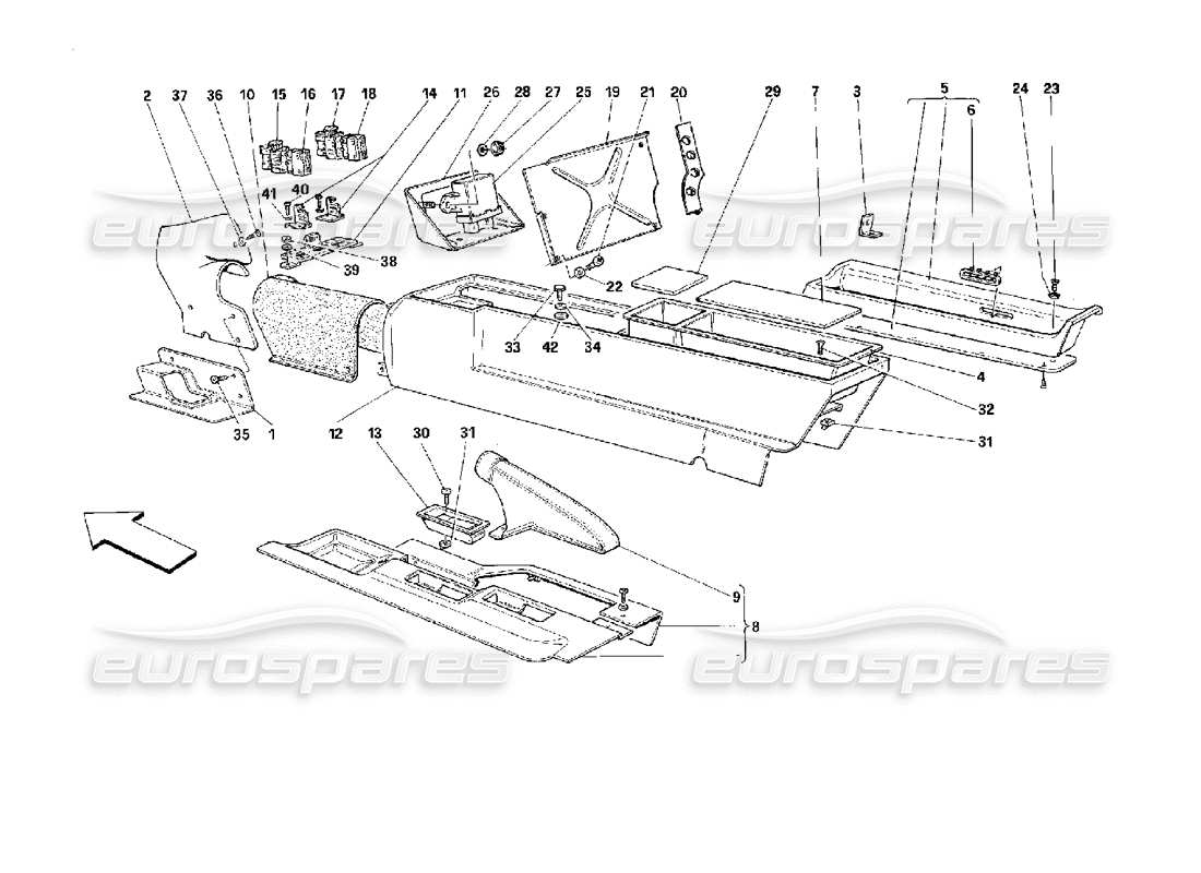 ferrari 512 m central tunnel -not for usa- part diagram