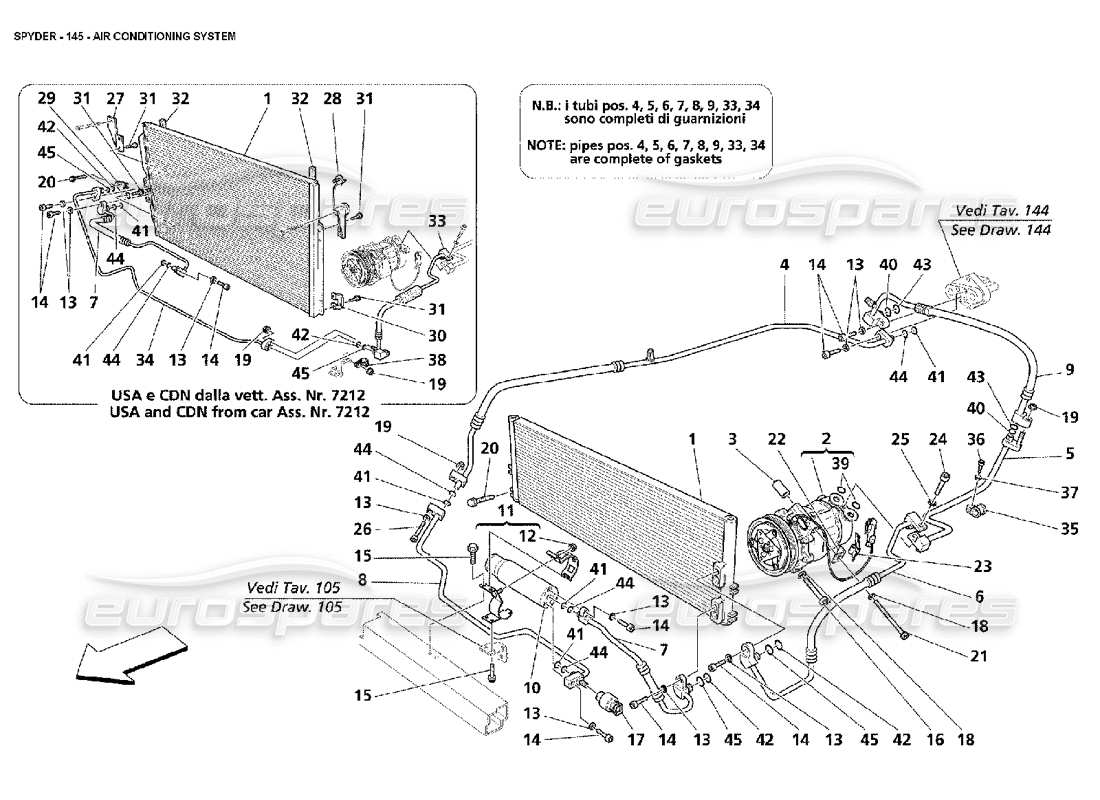 maserati 4200 spyder (2002) air conditioning system part diagram