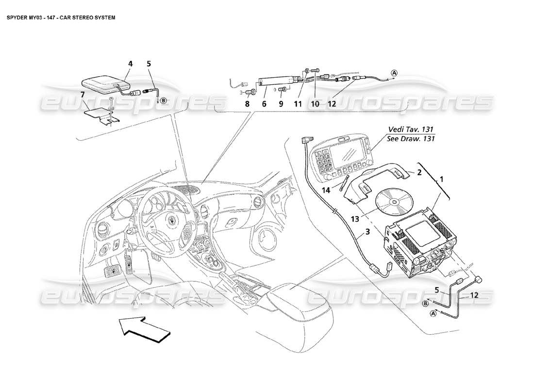 maserati 4200 spyder (2003) car stereo system part diagram