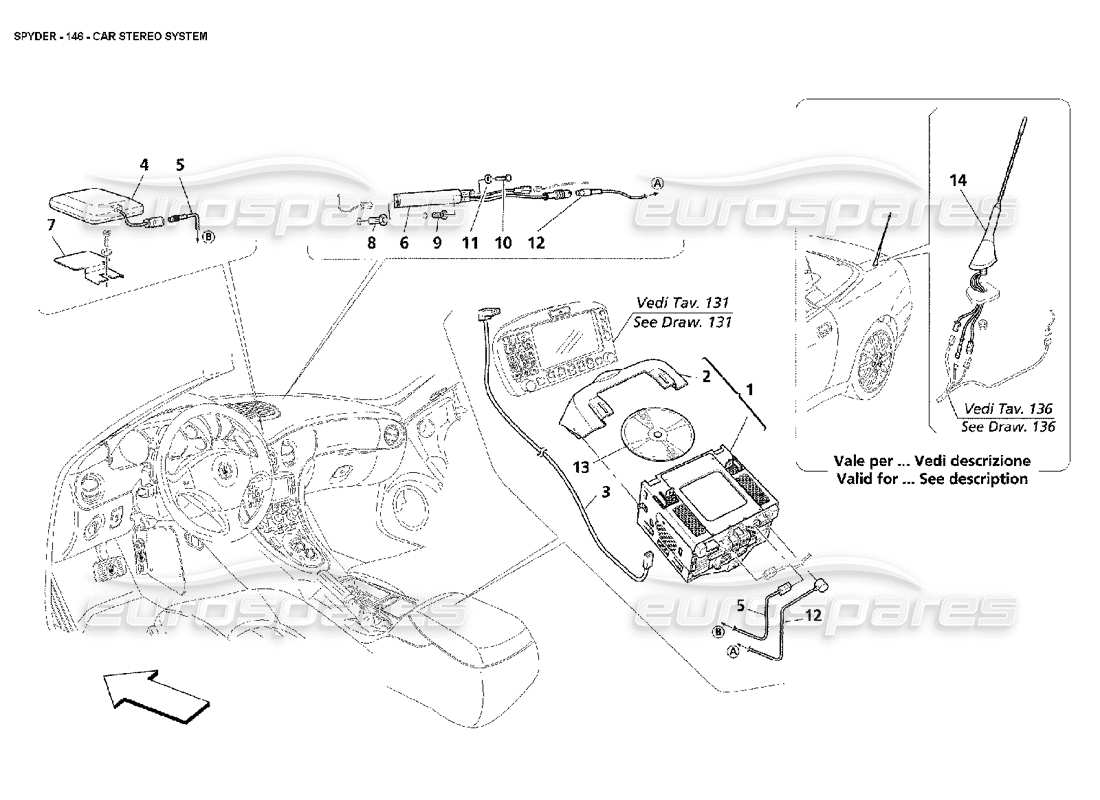 maserati 4200 spyder (2002) car stereo system part diagram