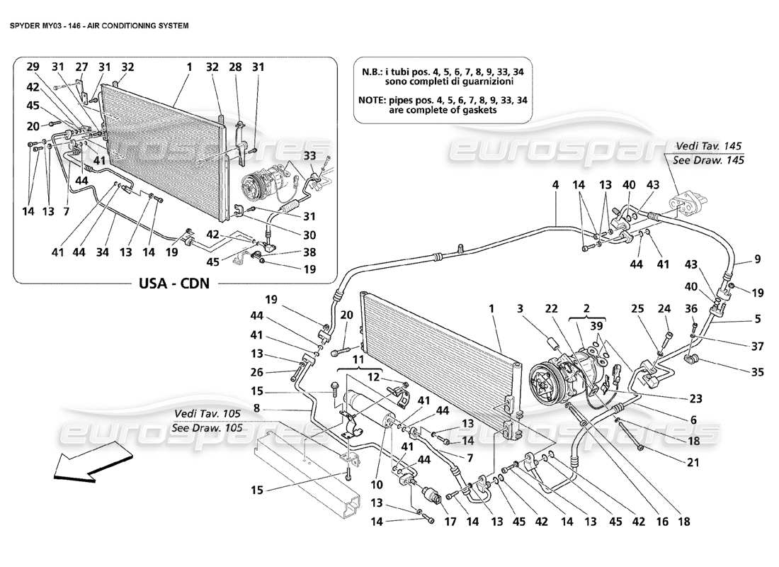 maserati 4200 spyder (2003) air conditioning system part diagram