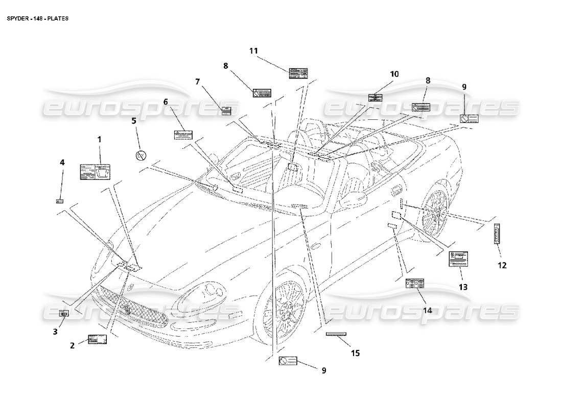 maserati 4200 spyder (2002) plates part diagram