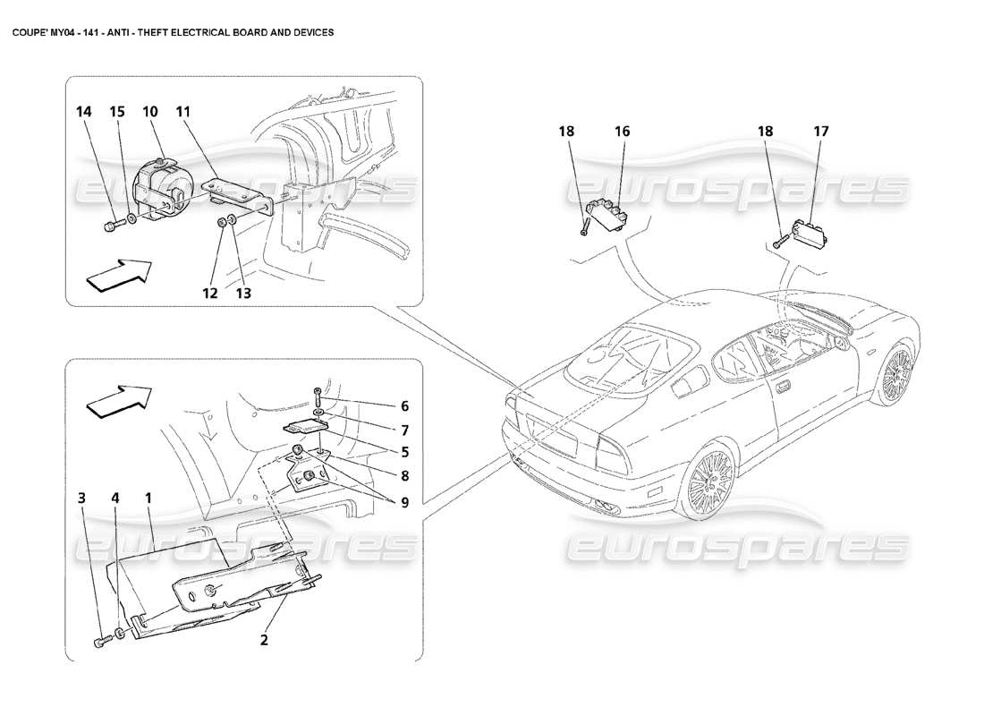 maserati 4200 coupe (2004) anti theft electrical boards and devices part diagram