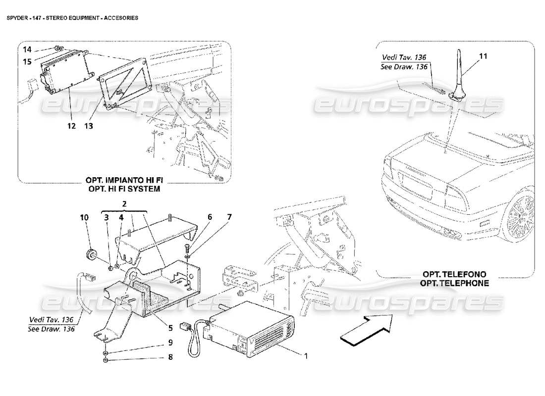 maserati 4200 spyder (2002) stereo equipment - accesories part diagram