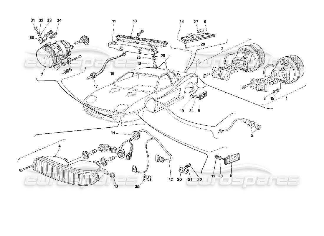 ferrari 512 m lamps part diagram