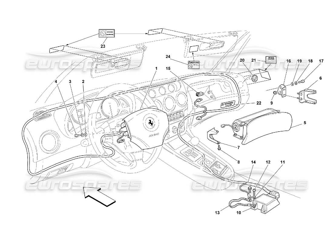 ferrari 550 maranello air-bags part diagram