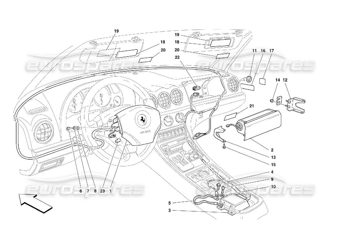 ferrari 456 m gt/m gta air-bags part diagram