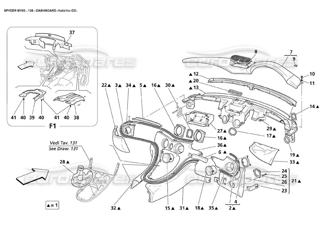 maserati 4200 spyder (2003) dashboard valid for gd part diagram