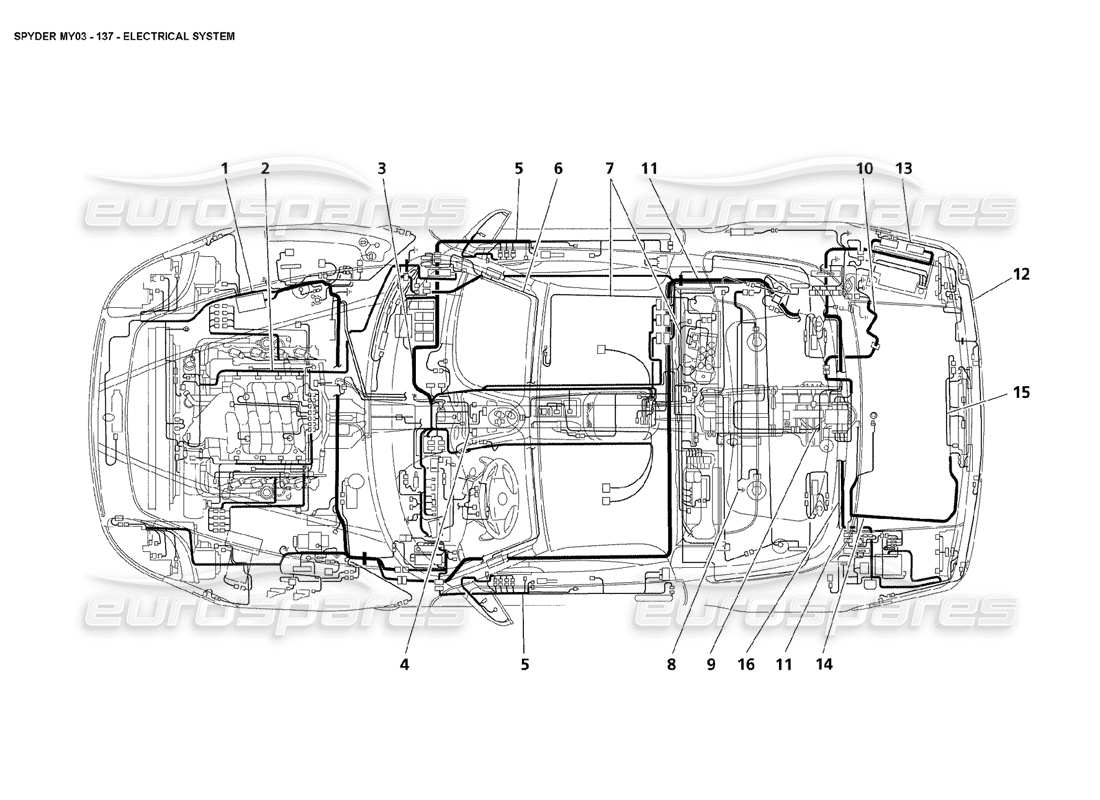 maserati 4200 spyder (2003) electrical system part diagram