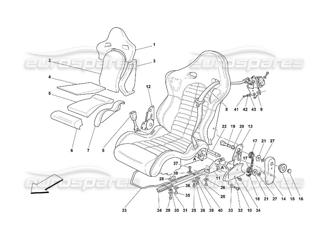 ferrari 550 maranello seat and safety belts -sport part diagram