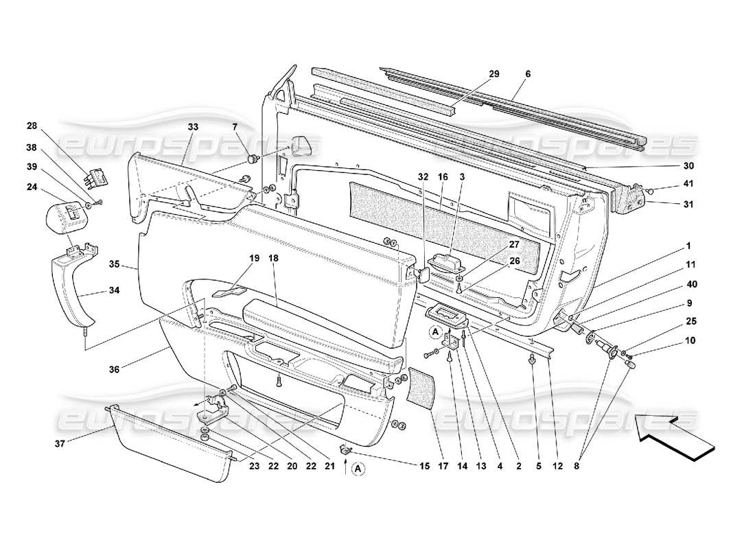 ferrari 550 maranello doors - framework and coverings part diagram