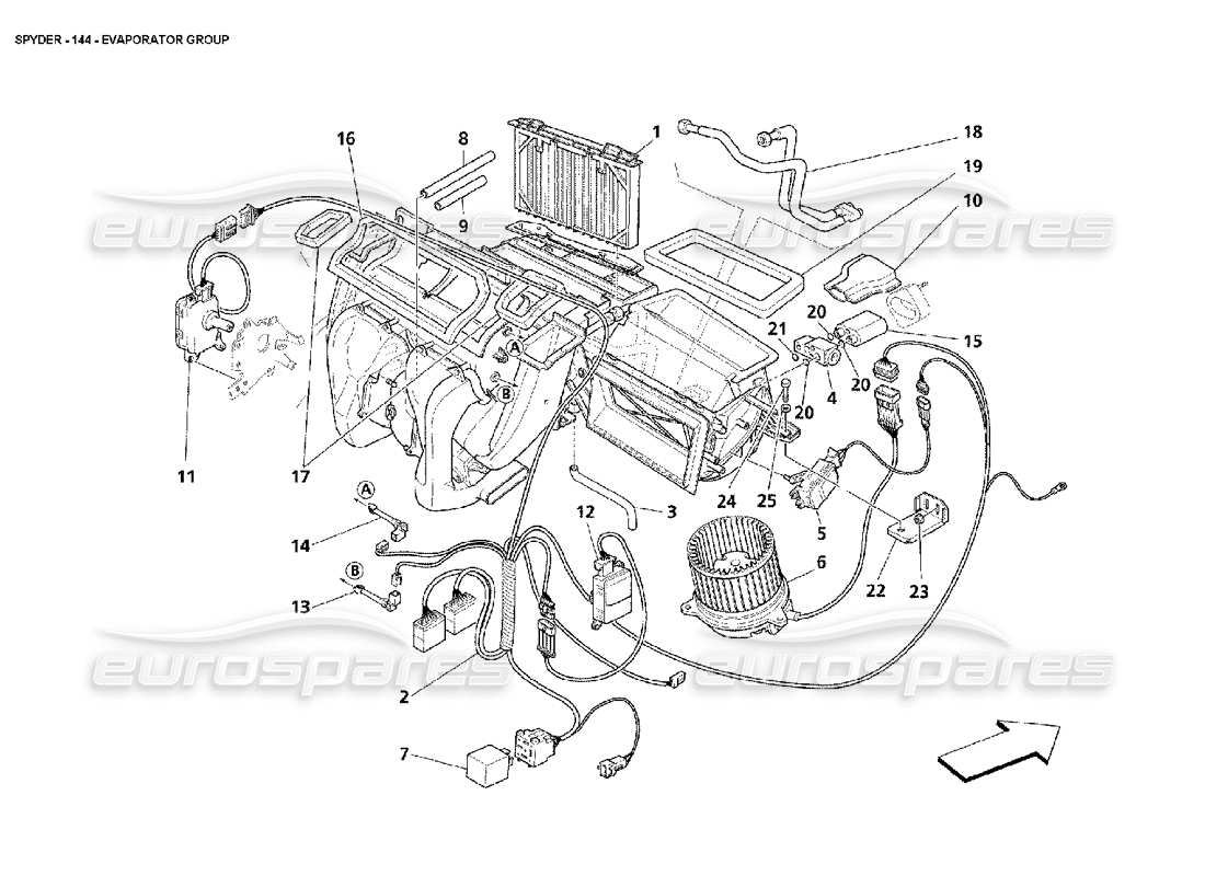 maserati 4200 spyder (2002) evaporator group part diagram