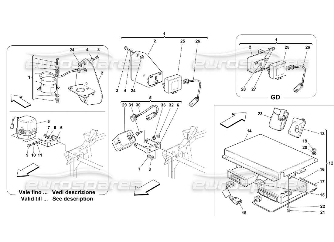 ferrari 550 maranello anti theft electrical boards and devices part diagram