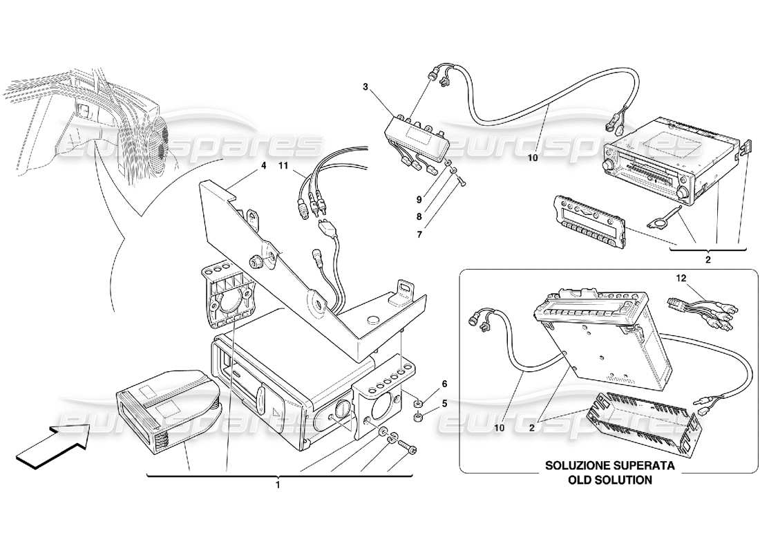 ferrari 456 m gt/m gta stereo equipment part diagram