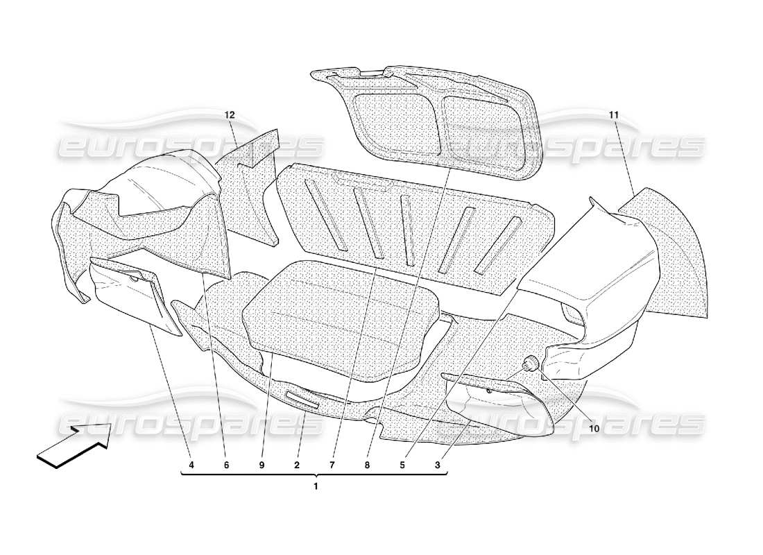 ferrari 456 m gt/m gta trunk hood upholstery -valid for 456m gta part diagram