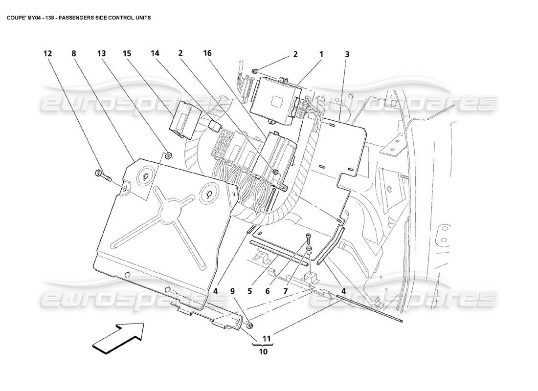 maserati 4200 coupe (2004) passengers side control units part diagram