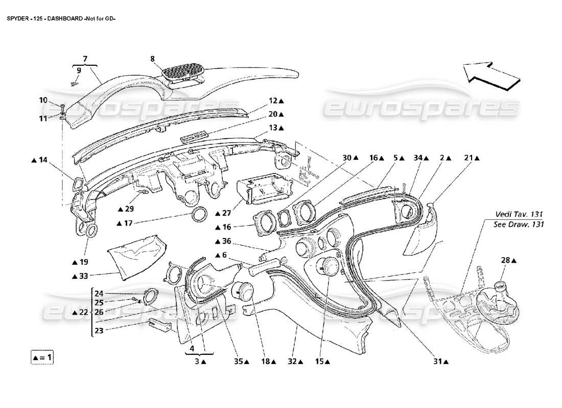 maserati 4200 spyder (2002) dashboard -not for gd part diagram