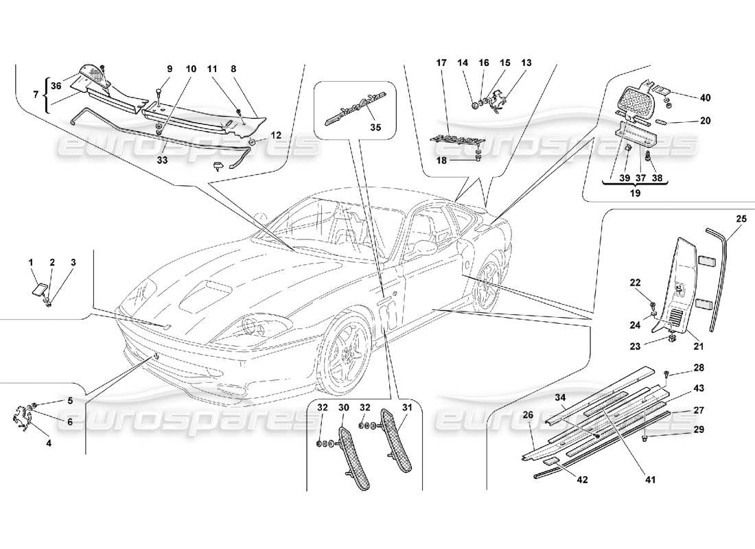 ferrari 550 maranello outside finishings part diagram