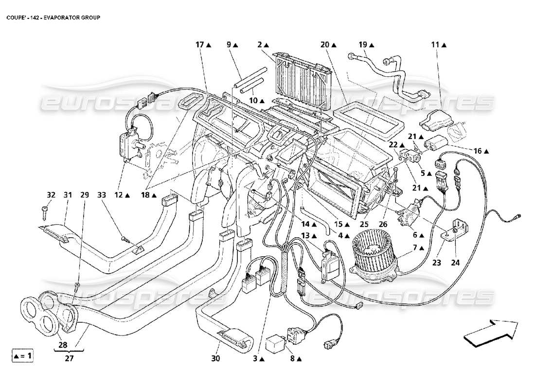 maserati 4200 coupe (2002) evaporator group part diagram