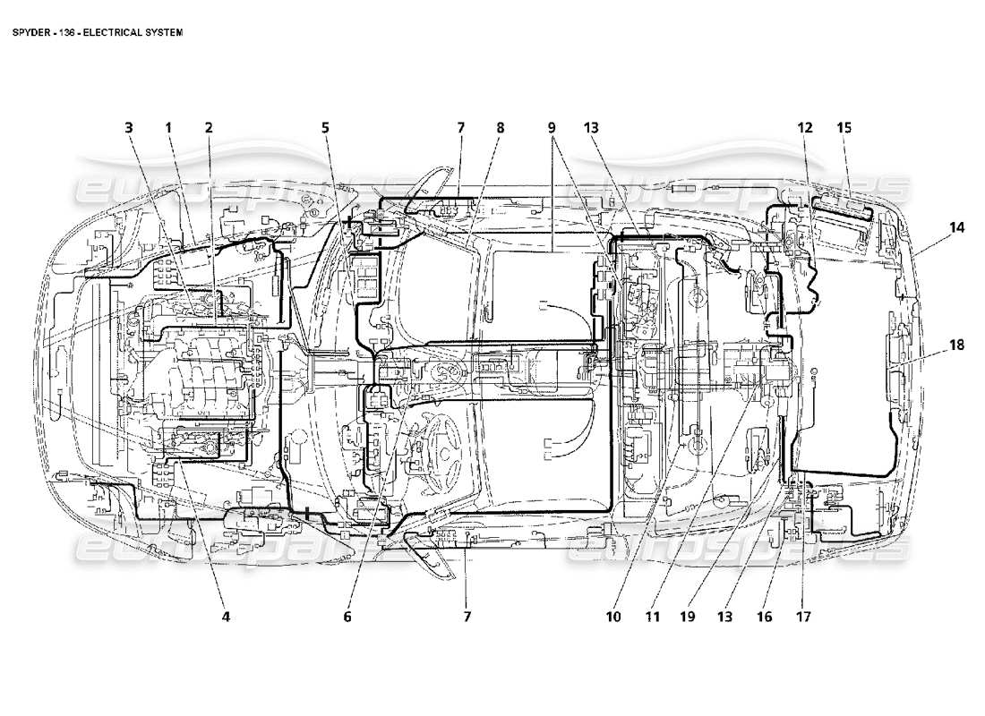 maserati 4200 spyder (2002) electrical system part diagram