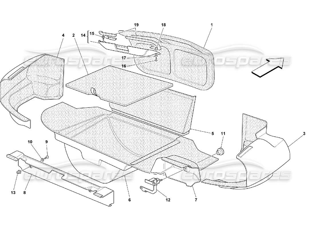 ferrari 550 maranello boot upholstery part diagram