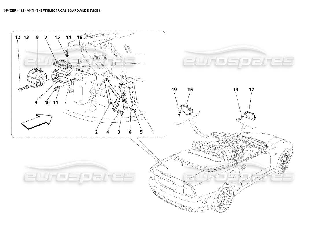 maserati 4200 spyder (2002) anti theft electrical boards and devices part diagram