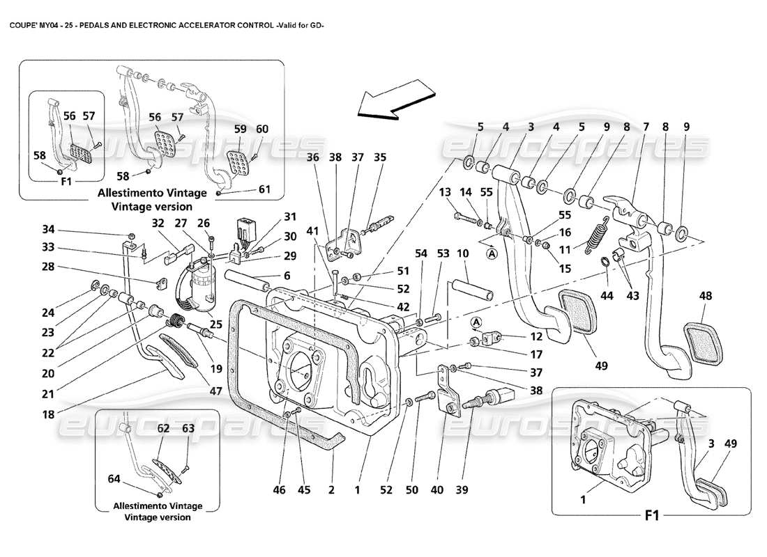 maserati 4200 coupe (2004) pedals and electronic accelerator control valid for gd part diagram