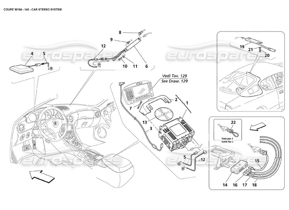 maserati 4200 coupe (2004) car stereo system part diagram