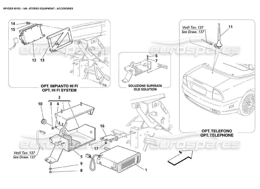 maserati 4200 spyder (2003) car stereo accessories part diagram