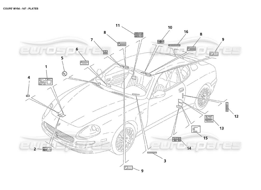 maserati 4200 coupe (2004) plates part diagram