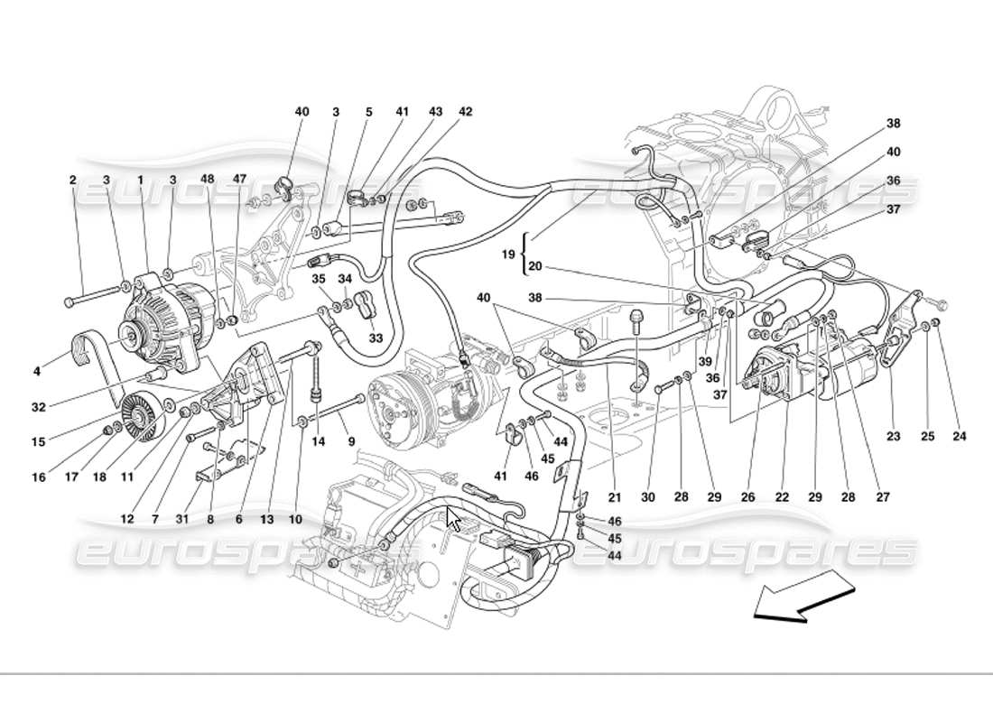 a part diagram from the ferrari 360 modena parts catalogue