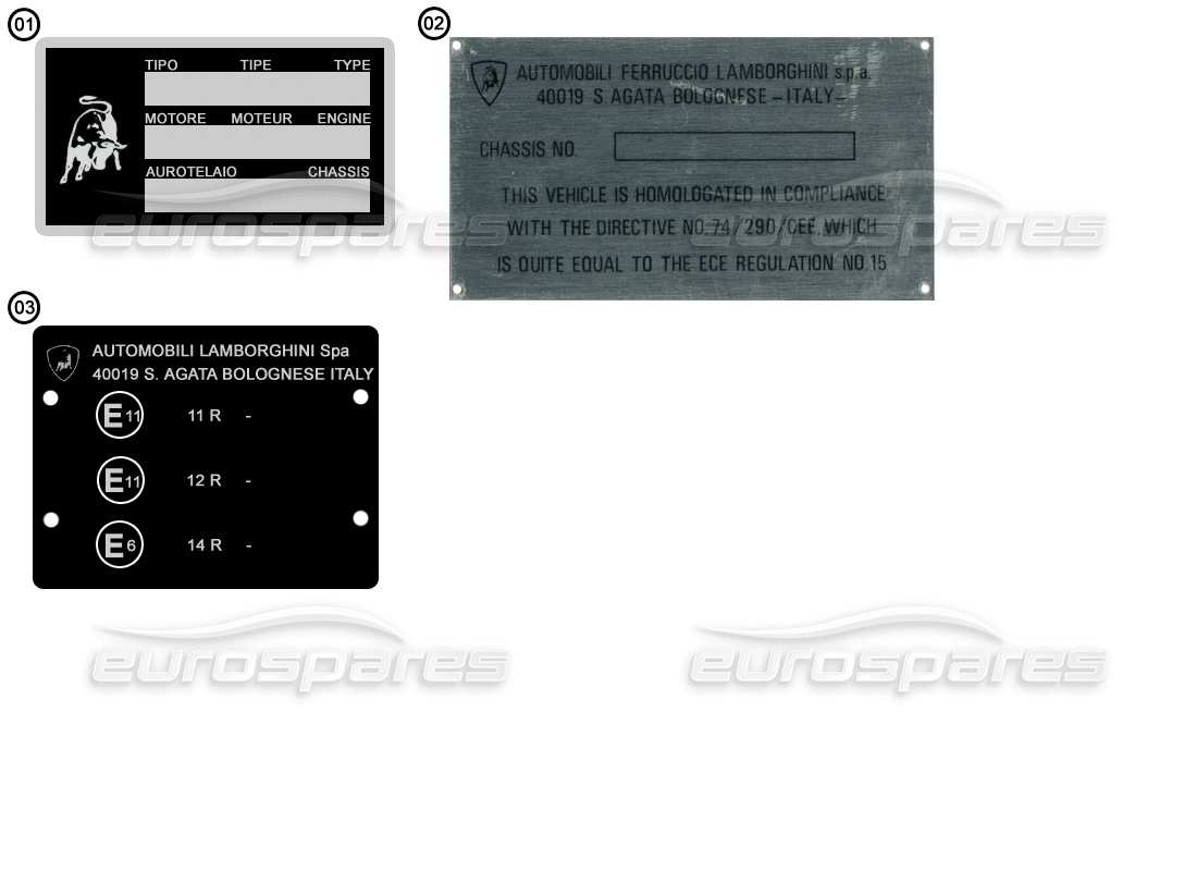 a part diagram from the lamborghini miscellaneous lamborghini parts catalogue