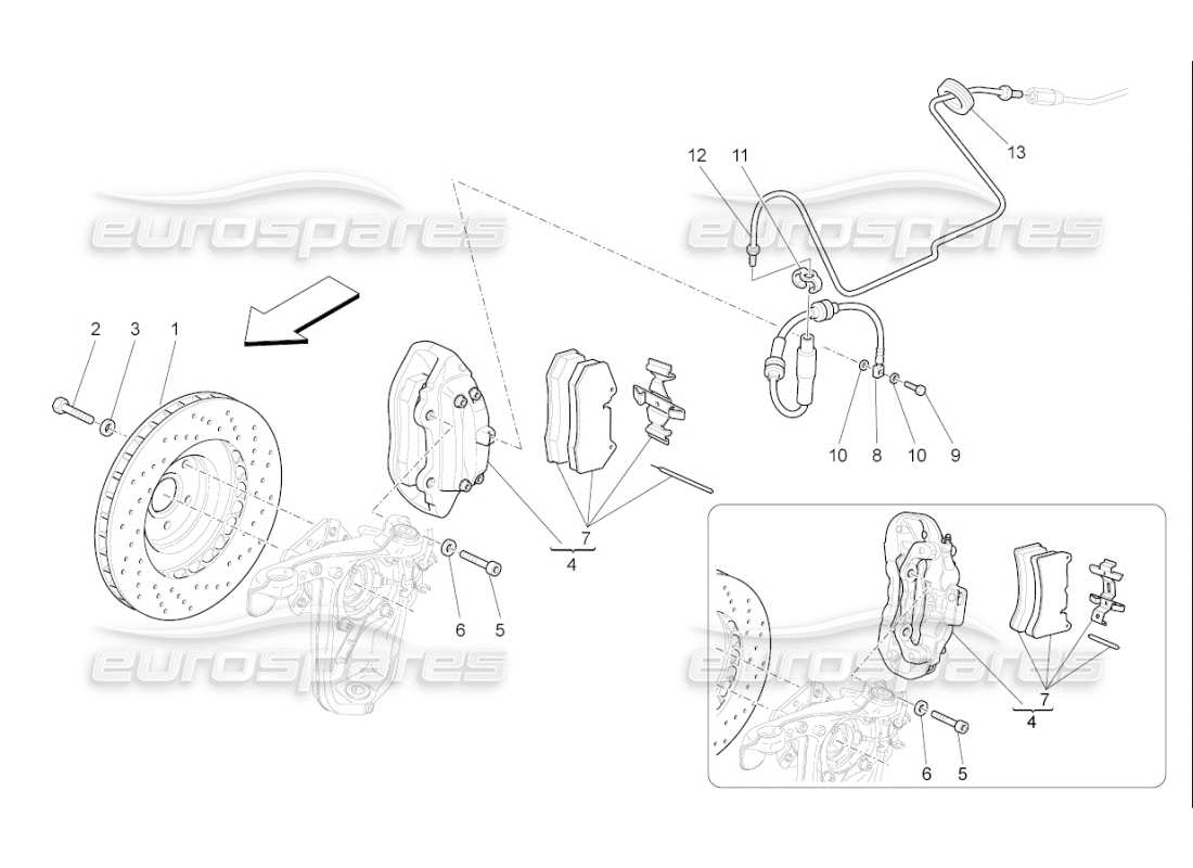 a part diagram from the maserati qtp. (2008) 4.2 auto parts catalogue