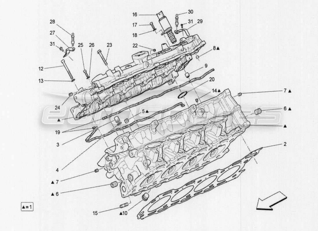 a part diagram from the maserati qtp. v8 3.8 530bhp auto 2015 parts catalogue