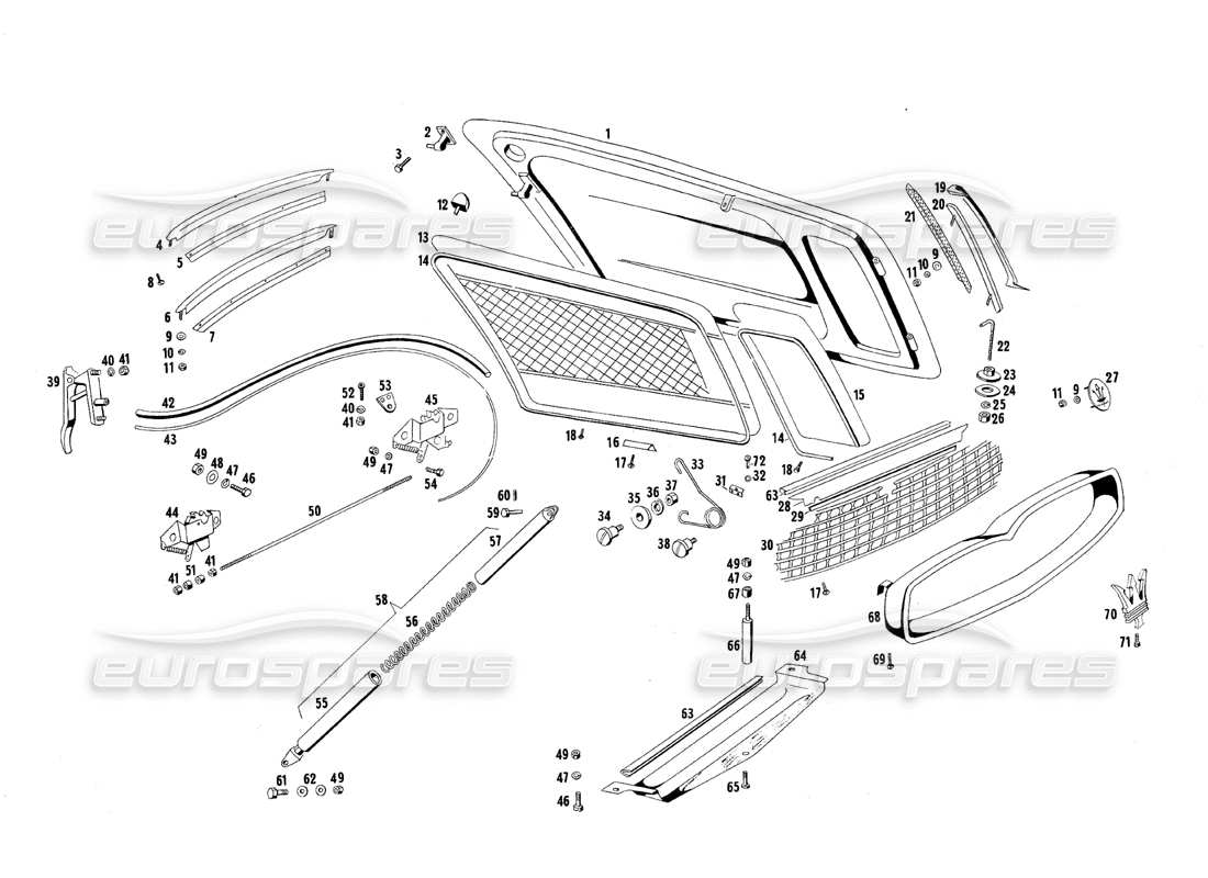 a part diagram from the maserati qtp.v8 4.7 (s1 & s2) 1967 parts catalogue