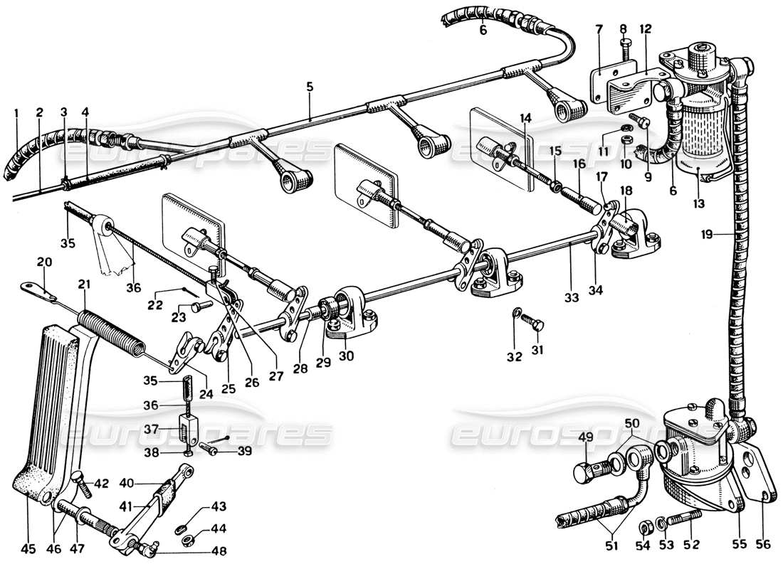 a part diagram from the ferrari 330 and 365 parts catalogue