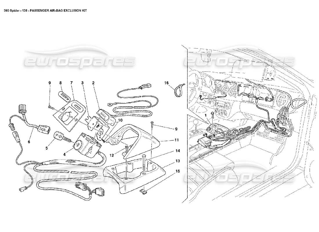 a part diagram from the ferrari 360 spider parts catalogue