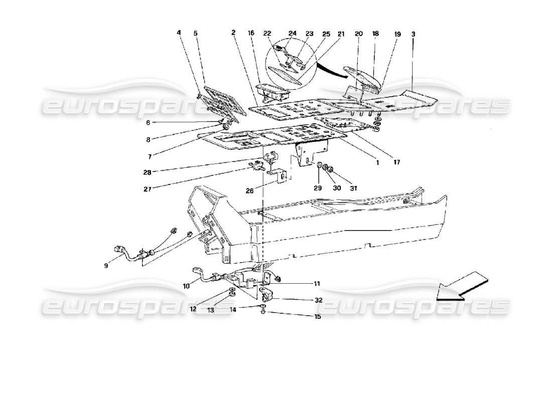 a part diagram from the ferrari mondial 3.4 t coupe/cabrio parts catalogue