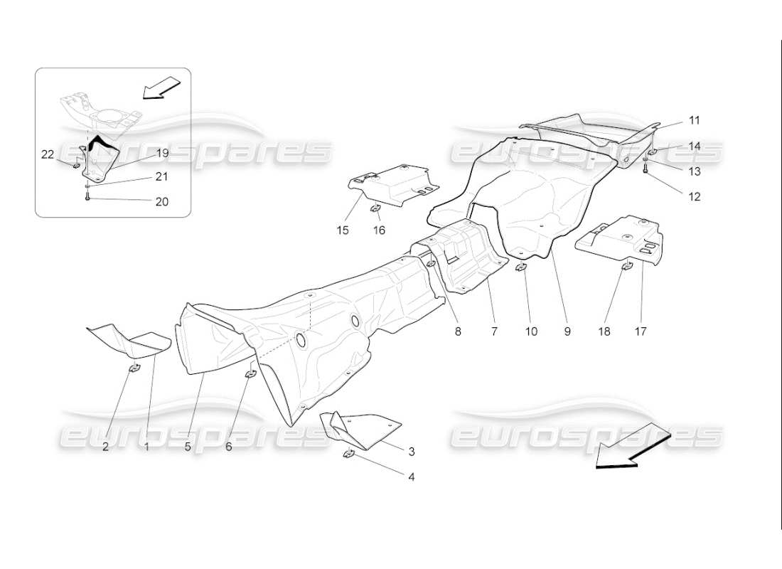 maserati qtp. (2009) 4.7 auto thermal insulating panels inside the vehicle part diagram