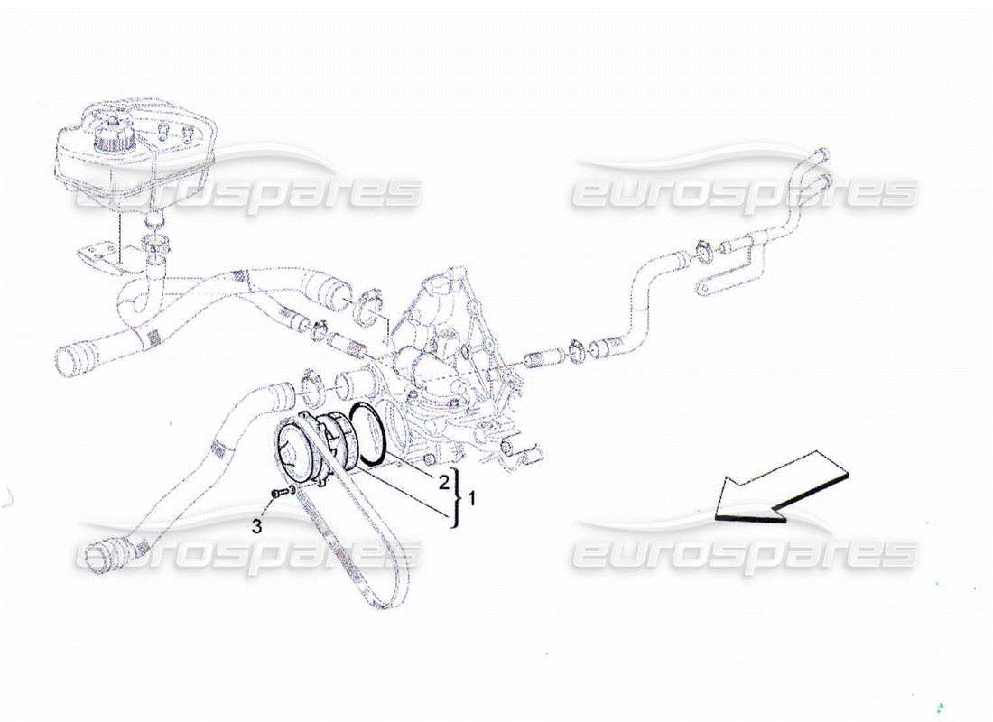 maserati qtp. (2010) 4.2 cooling system: water pump part diagram