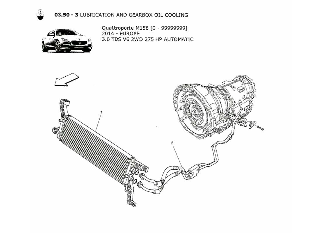 maserati qtp. v6 3.0 tds 275bhp 2014 lubrication and gearbox oil cooling part diagram