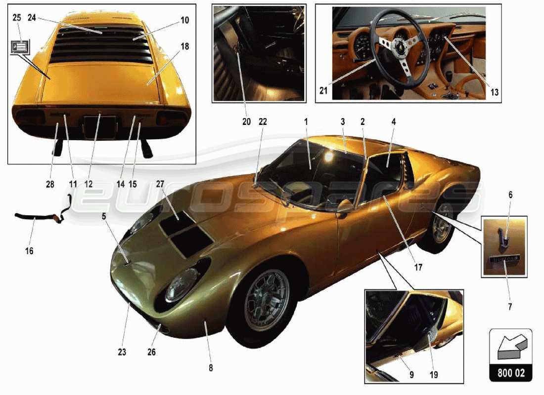 lamborghini miura p400s body part diagram