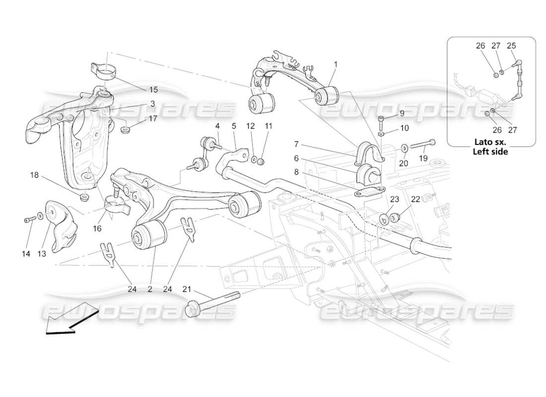 maserati grancabrio (2011) 4.7 front suspension part diagram