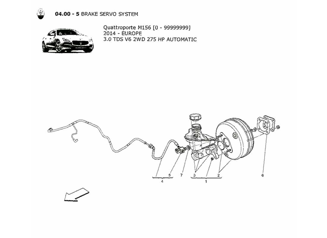 maserati qtp. v6 3.0 tds 275bhp 2014 brake servo system part diagram