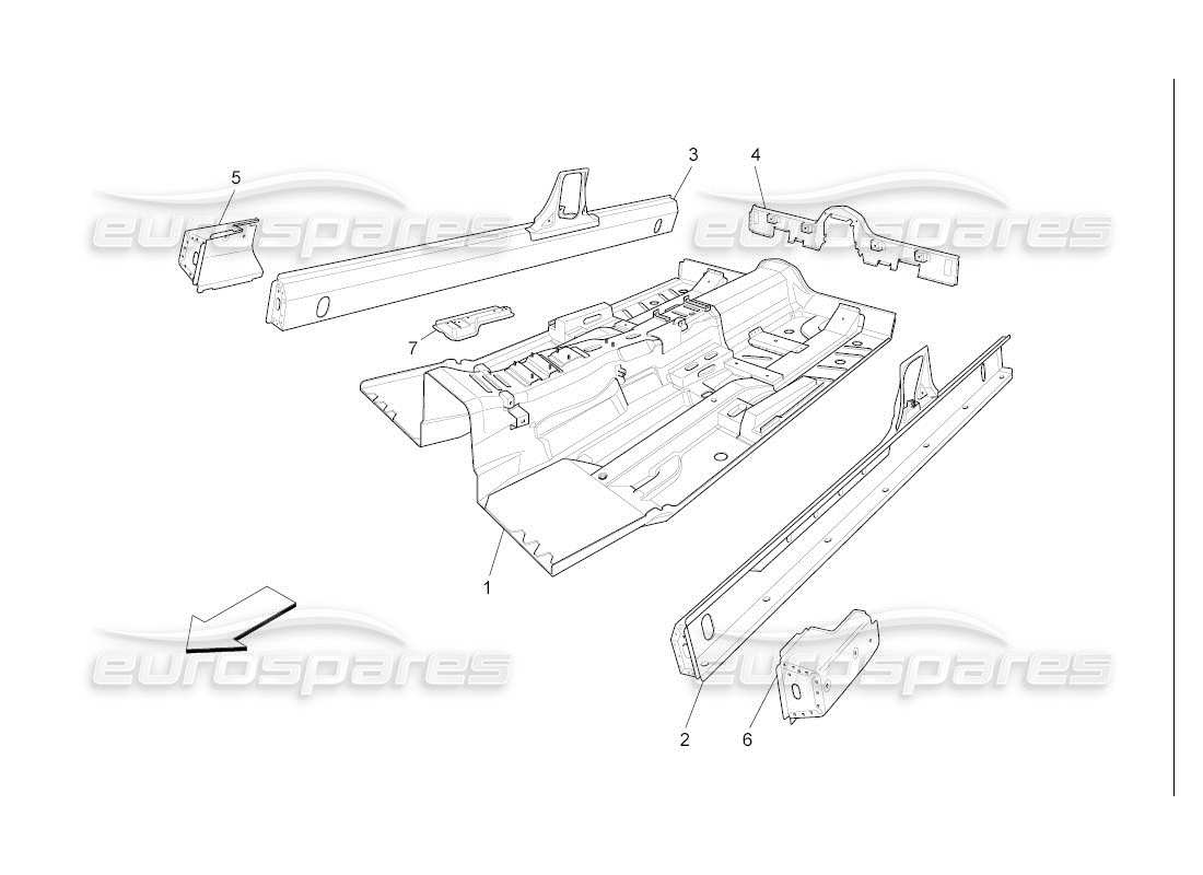 maserati qtp. (2007) 4.2 auto central structural frames and sheet panels part diagram