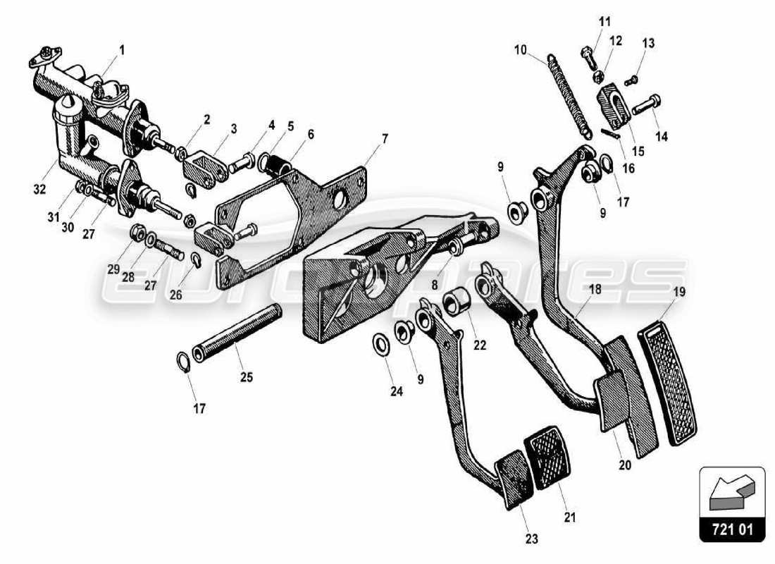 lamborghini 350 gt pedalbox assembly part diagram