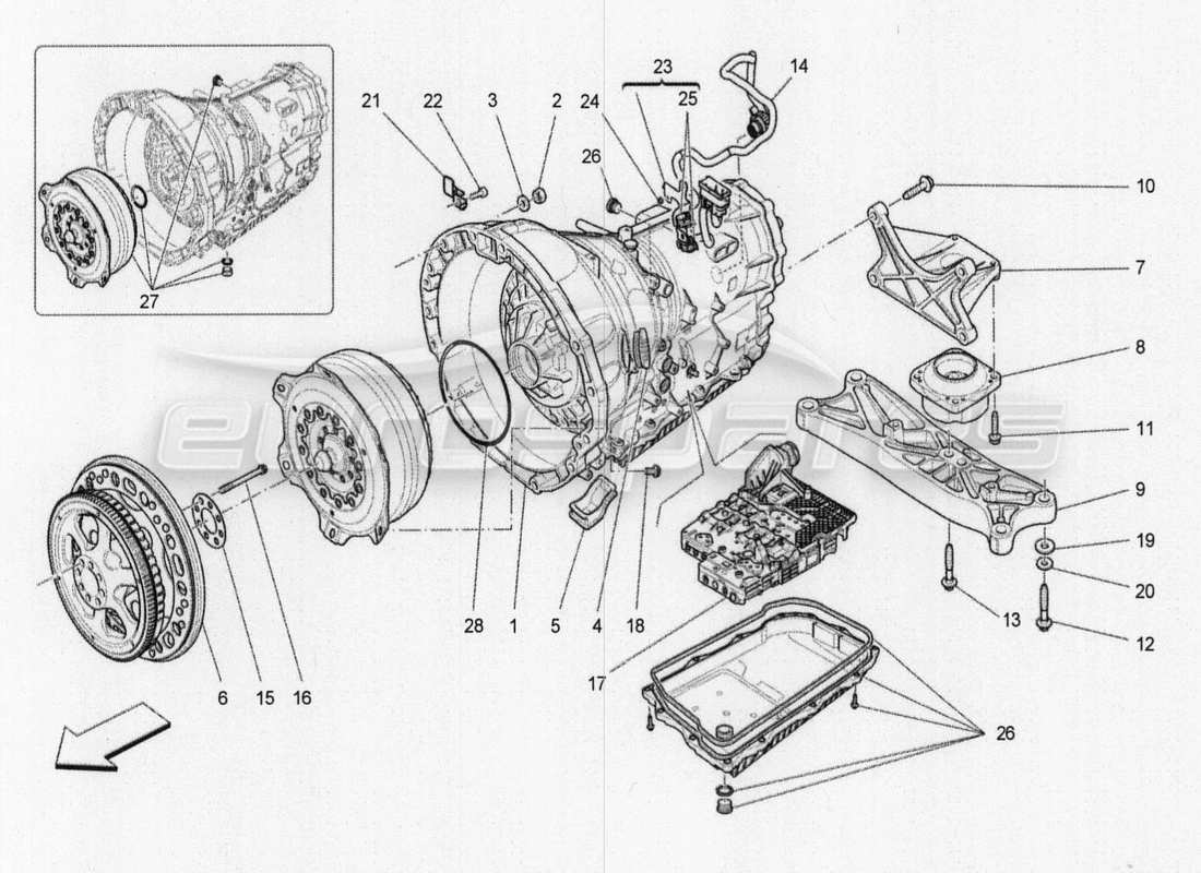 maserati qtp. v8 3.8 530bhp 2014 auto gearbox housings part diagram