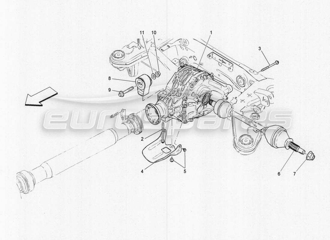 maserati qtp. v8 3.8 530bhp 2014 auto differential and rear axle shafts part diagram