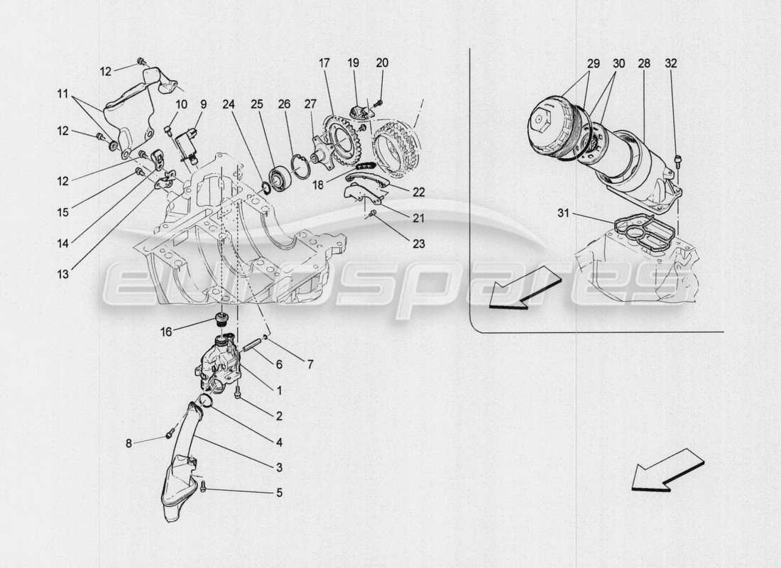 maserati qtp. v8 3.8 530bhp auto 2015 lubrication system: pump and filter part diagram